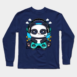 panda gamer, game addicts Long Sleeve T-Shirt